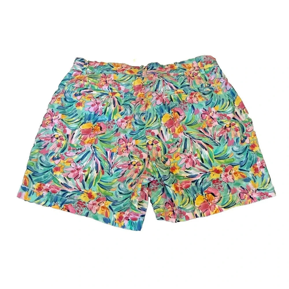 Stella Parker Women's Pastel Tropical Floral Print Chino Shorts Stretch - Size 6